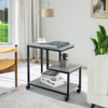 3-Tier Side Table with Storage and Universal Casters for Living Room and Bedroom-Black