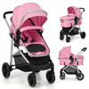 2 in 1 Convertible Baby Stroller with Reversible Seat-Pink