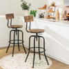 Adjustable Swivel Counter-Height Stool with Arc-Shaped Backrest-Rustic Brown