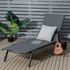 6-Poisition Adjustable Outdoor Chaise Recliner with Wheels-Gray