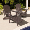 Patio All-Weather Folding Adirondack Chair with Pull-Out Ottoman-Brown