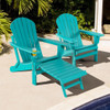 Patio All-Weather Folding Adirondack Chair with Pull-Out Ottoman-Turquoise