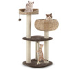 41 Inch Rattan Cat Tree with Napping Perch-Beige