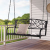 Outdoor 2-Person Metal Porch Swing Chair with Chains-Brown
