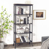 Industrial 5-Layer Bookshelf with Out-Stretched Legs-Rustic Brown