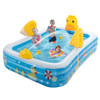 Inflatable Swimming Pool Duck Themed Kiddie Pool with Sprinkler for Age Over 3-Blue