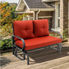 Patio 2-Person Glider Bench Rocking Loveseat Cushioned Armrest-Brick Red