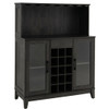 Storage Bar Cabinet with Framed Tempered Glass Door-Black