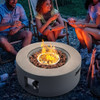 27.5 Inch Round Gas Fire Pit Table with Adjustable Flame-Gray