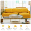 L-Shaped Fabric Sectional Sofa with Chaise Lounge and Solid Wood Legs-Yellow