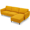 L-Shaped Fabric Sectional Sofa with Chaise Lounge and Solid Wood Legs-Yellow