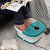 Folding Foot Spa Basin with Heat Bubble Roller Massage Temp and Time Set-Turquoise