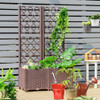 Raised Garden Bed with Trellis Planter Box for Climbing Plants-Brown