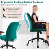 Velvet Home Office Chair with Wooden Armrest Green