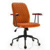 Velvet Home Office Chair with Wooden Armrest Orange