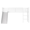 Twin Metal Loft Bed with Slide with Safety Guardrails and Built-in Ladder-White