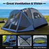 6-Person Large Camping Dome Tent with Screen Room Porch and Removable Rainfly