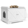 Large Wooden Cat Litter Box Enclosure with the Storage Rack-White