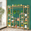 9-Tier Bamboo Potted Plant Stand with Hanging Rack