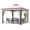 11 x 11 Feet Portable Outdoor Patio Folding Gazebo with Led Lights -Beige