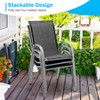 4 Pieces Stackable Patio Dining Chairs Set with Armrest-Black