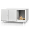 Cat Litter Box Enclosure with Divider and Double Doors-White