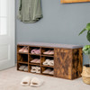 9-cube Adjustable Storage Shoe Bench with Padded Cushion-Rustic Brown
