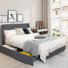 Full/Queen Size Upholstered Bed Frame with 4 Storage Drawers-Full Size