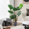 4 Feet Artificial Fan Palm Tree with Cement Pot