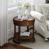 2-Tier Round Side End Table with Drawer