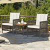 3 Pieces Patio Rattan Furniture Set with Cushioned Sofas and Wood Table Top-White