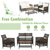 4 Pieces Patio Rattan Furniture Set with 2-Tier Coffee Table-White