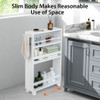 4-Tier Slim Kitchen Storage Cart Narrow Slide Out Trolley Adjustable Shelf-White