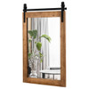 30 x 22 Inch Wall Mount Mirror with Wood Frame-Brown