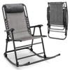 Outdoor Patio Camping Lightweight Folding Rocking Chair with Footrest -Gray