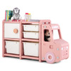 Toddler Truck Storage Organizer with Plastic Bins-Pink