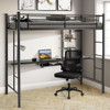 Twin Size Loft Bunk Bed with Desk Storage Shelf and Full Length Ladders-Black