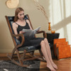 Modern Rocking Chair with PU Cushion and Rubber Wood Frame-Black