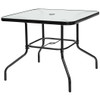35 Inch Patio Dining Square Tempered Glass Table with Umbrella Hole