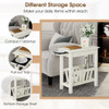 2-Tier End Table with Pull-out Tray and Solid Rubber Wood Legs-White