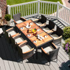 9 Pieces Ratten Dining Set with Acacia Wood Table and Stackable Cushioned Chairs for Backyard and Garden