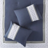 8pc Navy Blue White & Grey Embroidered Comforter Set AND Decorative Pillows (Powell-Navy)