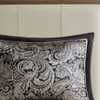  5pc Black & Gold Jacquard Weave Bedspread Set AND Decorative Pillows (Aubrey-Black-bedspread)