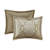 12pc Gold Brown Jacquard Woven Comforter Set AND Sheet Set (Lavine-Gold)