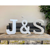 16" Distressed White Wash Wooden Initial Letter B Sculpture