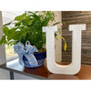 16" Distressed White Wash Wooden Initial Letter U Sculpture