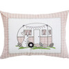 13" X 18" Light Pink Checkered Easter Eggs Bunny Camper Throw Pillow