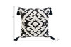 17" X 17" Black and White Textural Geometric Throw Pillow With Tassels