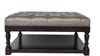 34.5" Dark Grey and Dark Brown Tufted Leather Coffee Table