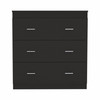 32" Black Wengue Manufactured Wood Three Drawer Standard Dresser